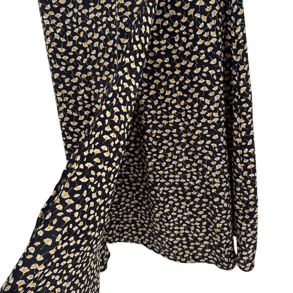 RR Womens Black Floral Wrap Front Zipper Midi A-Line Skirt Size 4 - Picture 4 of 11